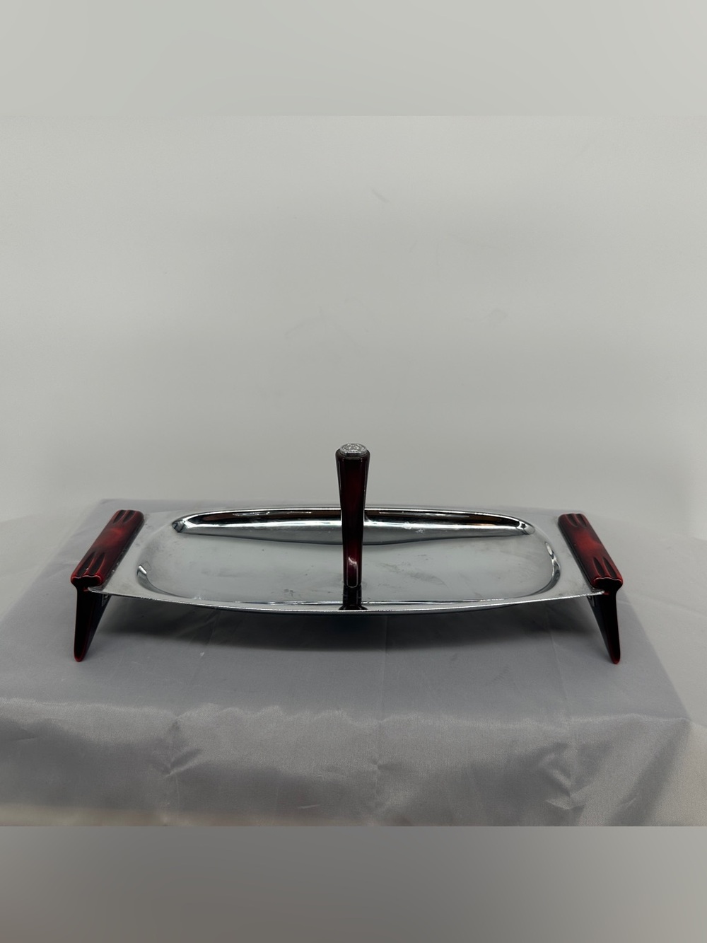 Vintage MCM Glo Hill chrome serving tray